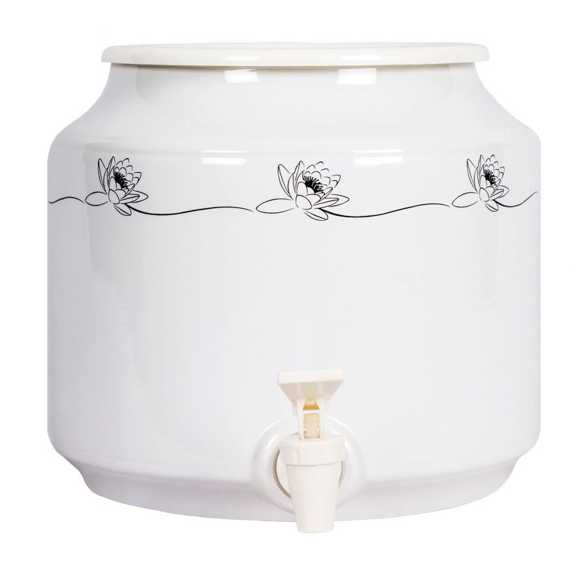 Ceramic Water Dispenser with Lotus decorative band